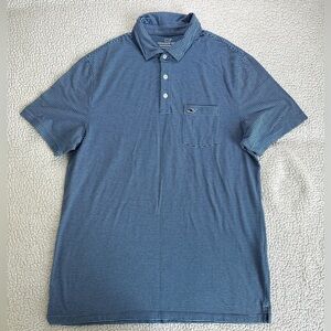 Vineyard Vines Edgartown Pique Polo Shirt M Striped Blue